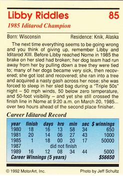 1992 MotorArt Iditarod Sled Dog Race #85 1985 Champion Back